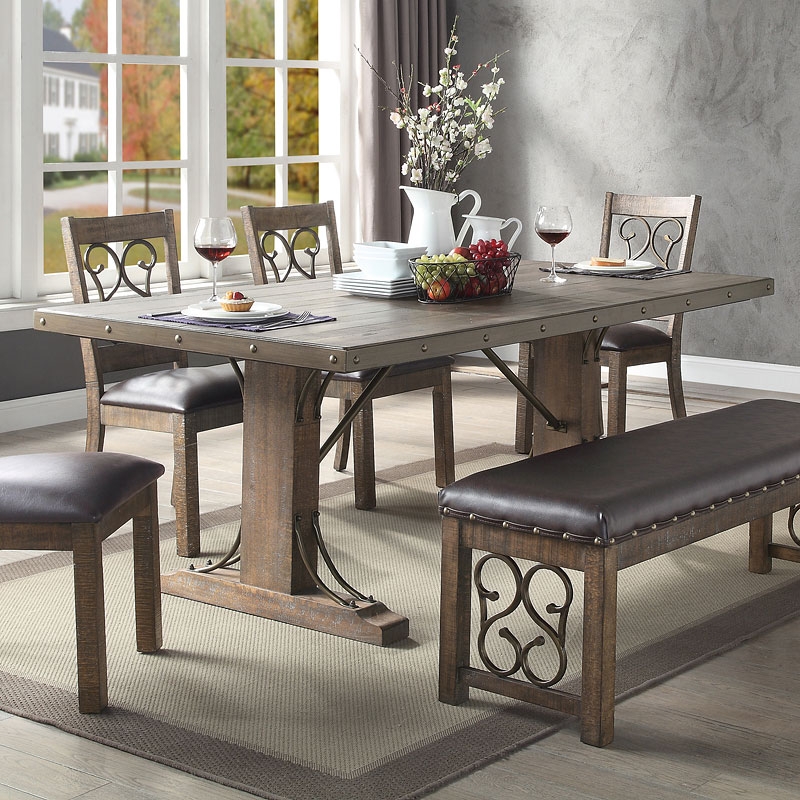 Raphaela Wood/Metal Rectangular Dining Table