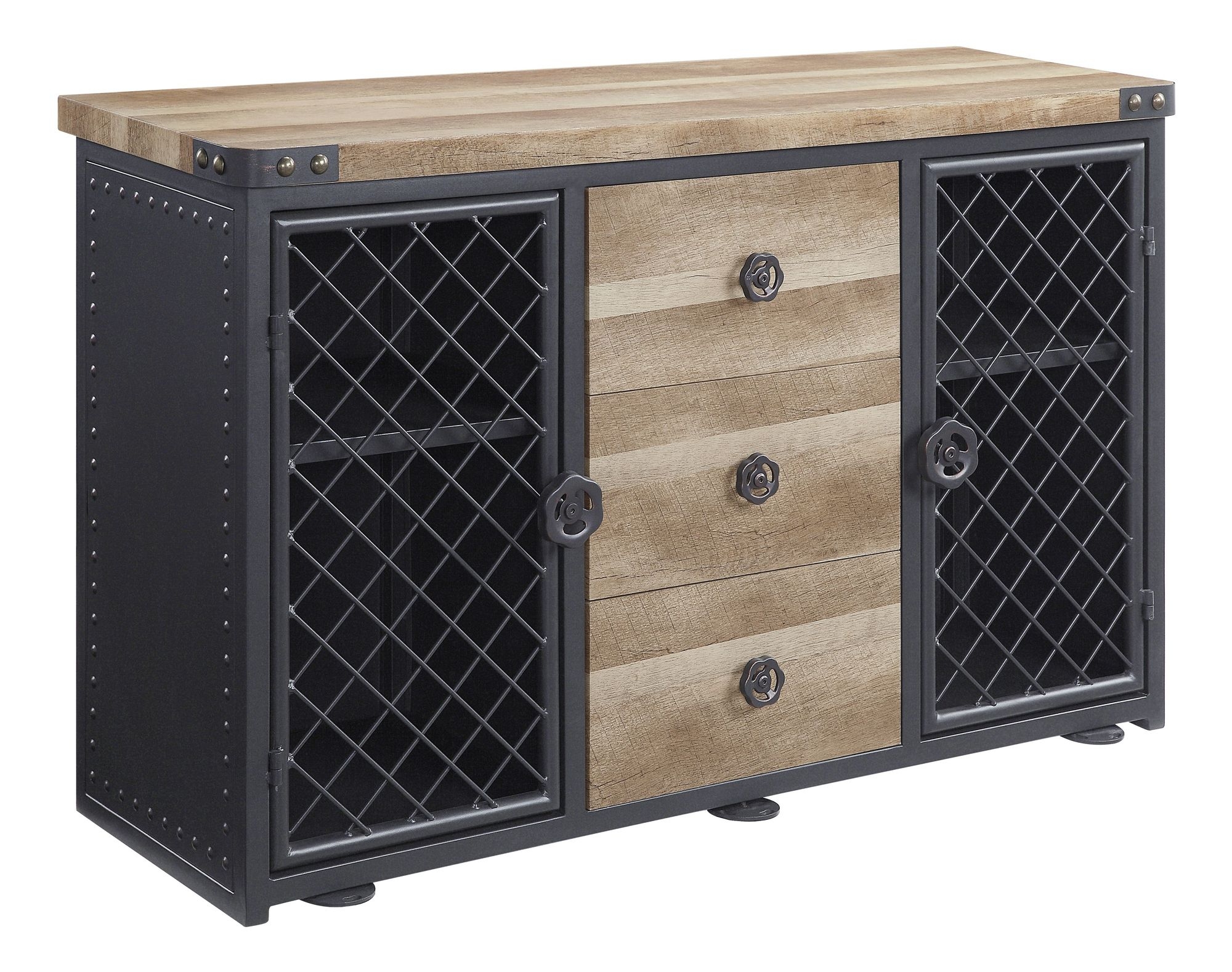 Edina Wood/Metal Server w/2 Doors & 3 Drawers