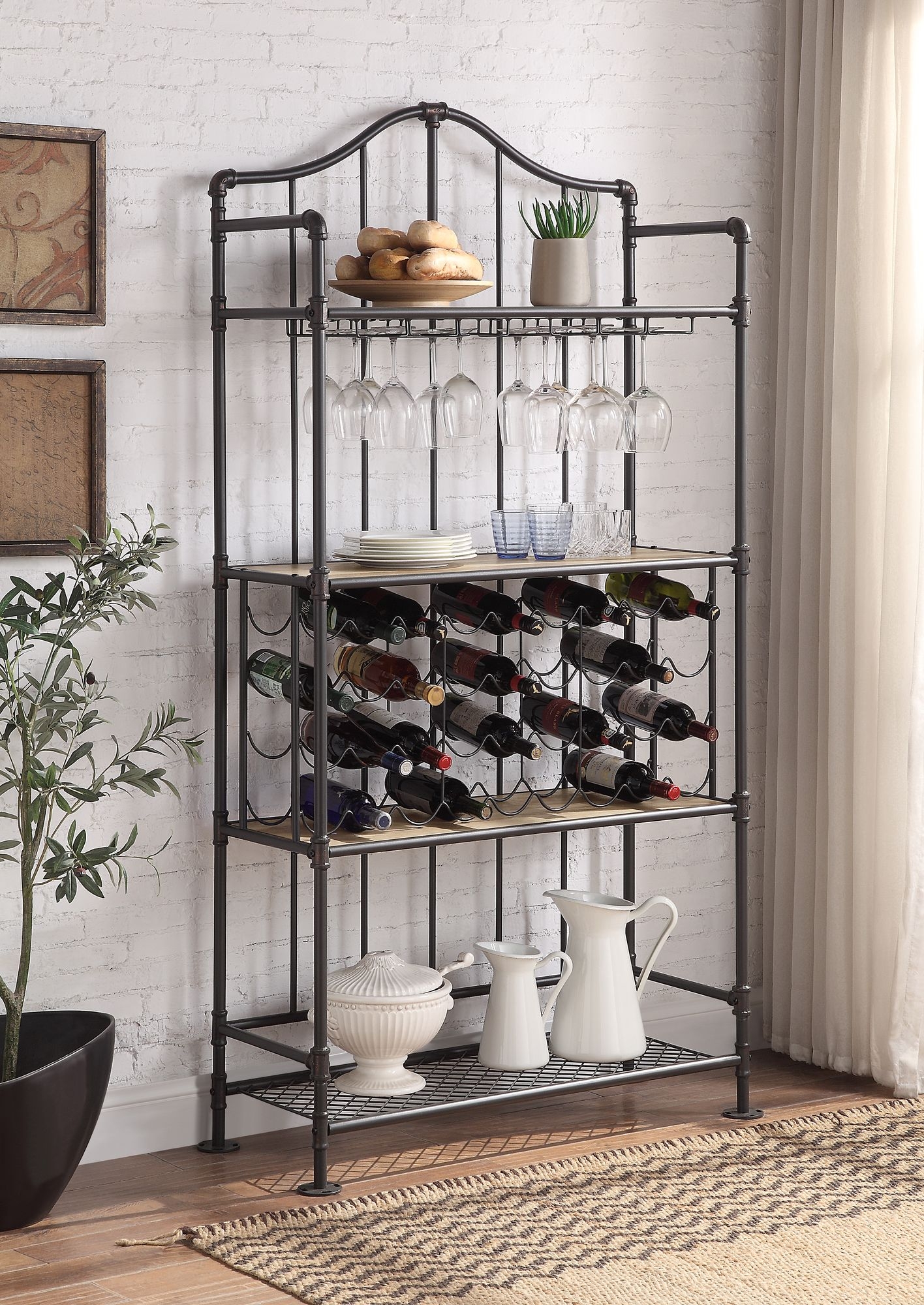 Edina Wood/Metal Wine Cabinet