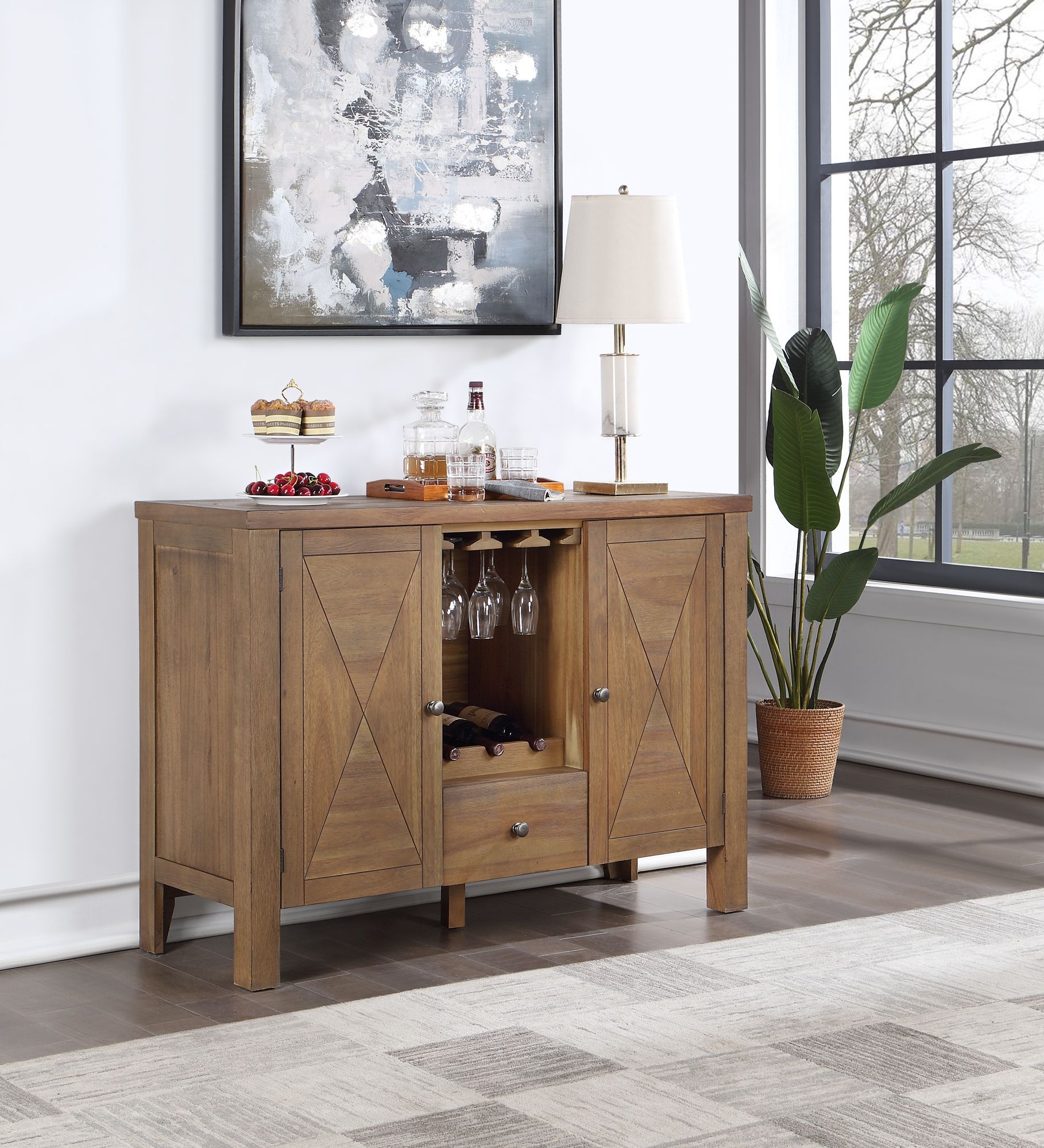 Pascaline Wood Server w/2 Doors & Drawer