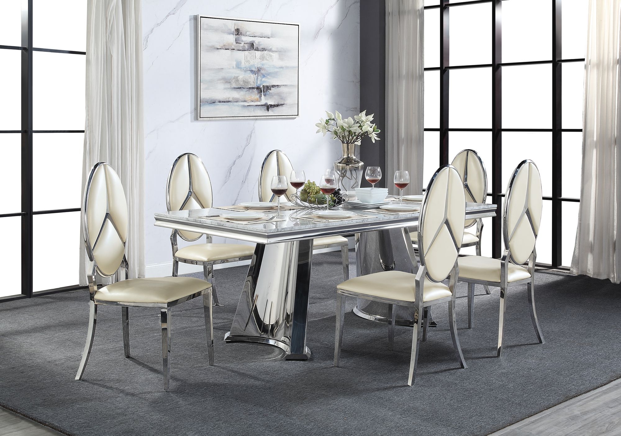 Destry Artificial Marble Top Dining Table