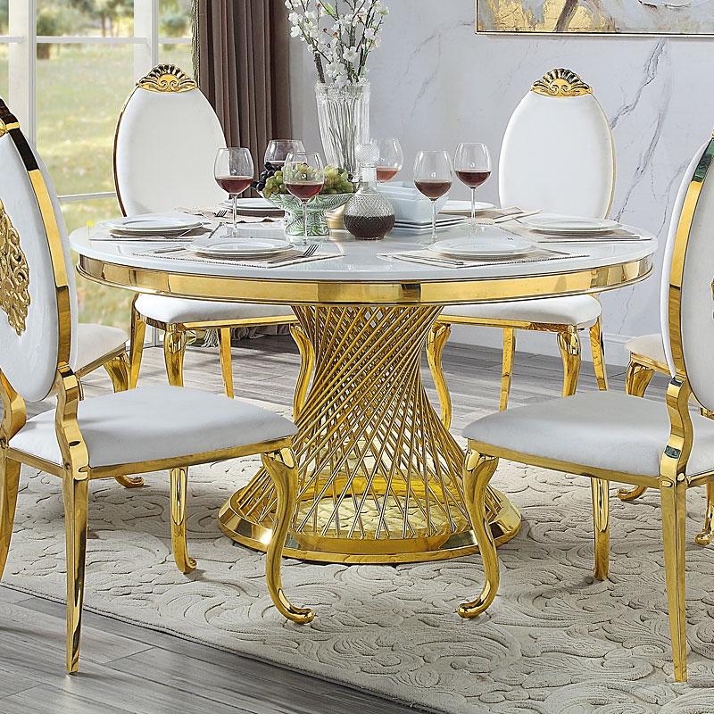 Fallon Faux Marble Round Dining Table