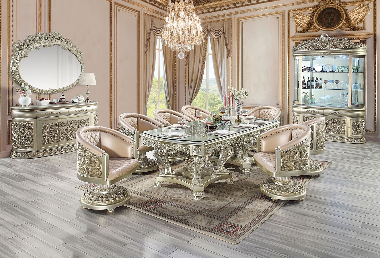 Sorina Wood/Glass Dining Room Set