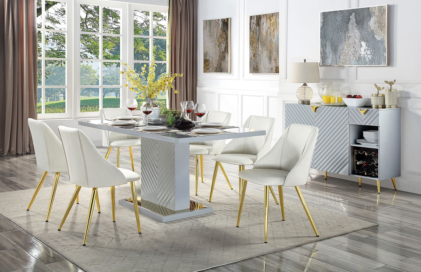 Gaines Wood Rectangular Dining Room Set