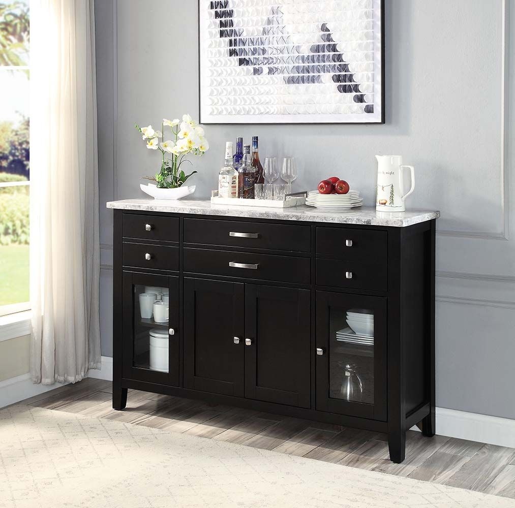 Hussein Marble/Wood Server w/4 Doors & 6 Drawers