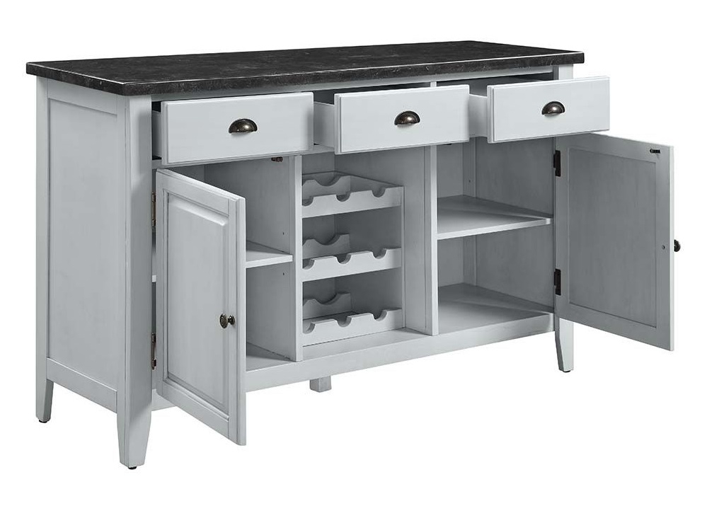 Lanton Marble/Wood Server w/2 Doors & 3 Drawers