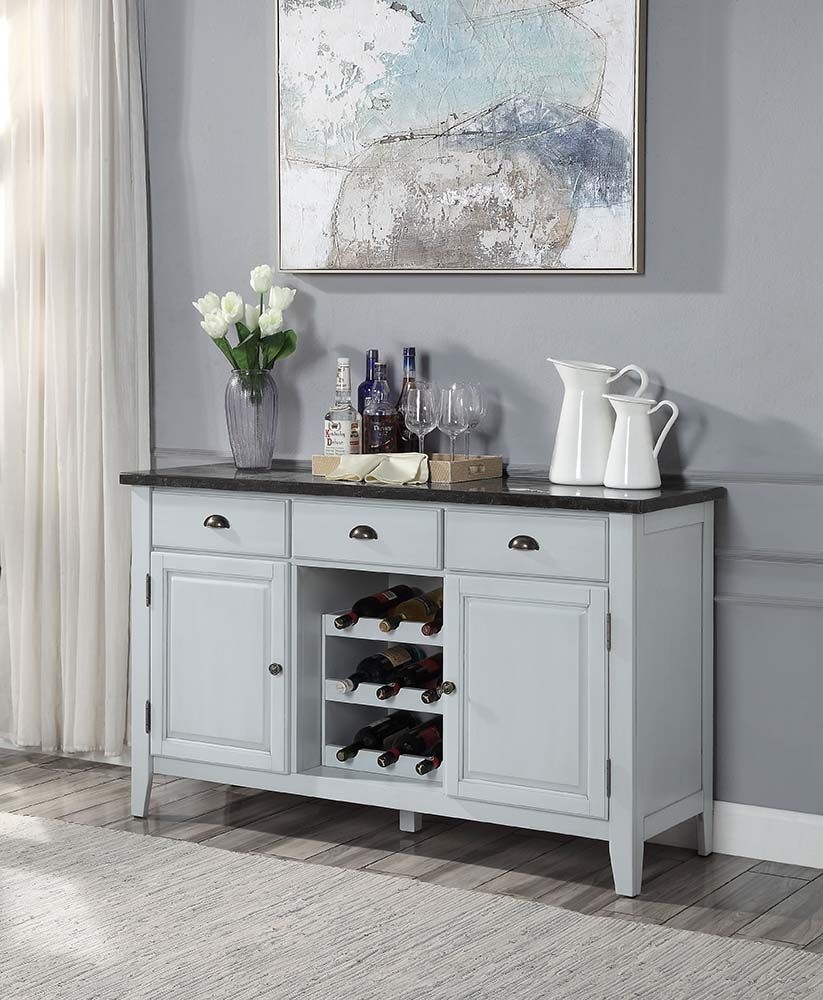 Lanton Marble/Wood Server w/2 Doors & 3 Drawers