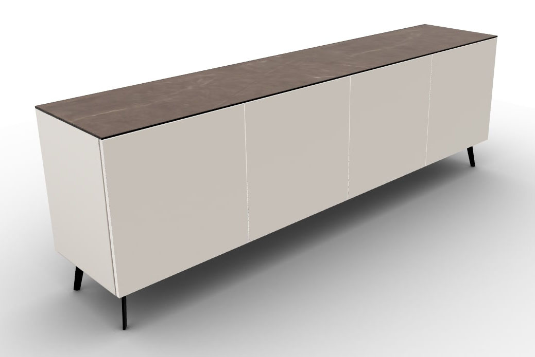 Universal Ceramic/Wood/Glass Customizable Sideboard w/4 Doors & Metal Legs