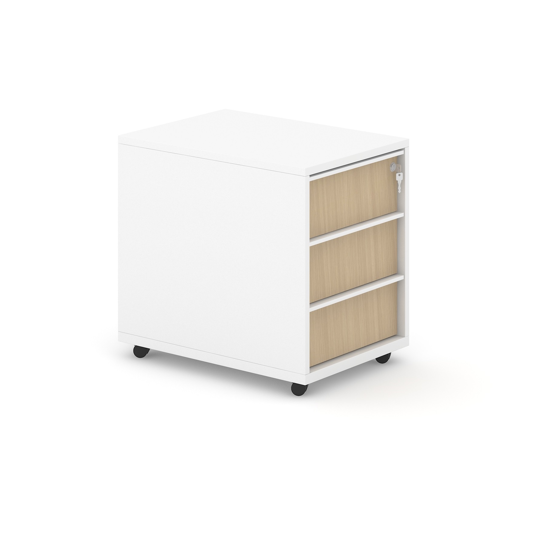 Nova White/Amber Oak Pedestal Drawers & Central Locking