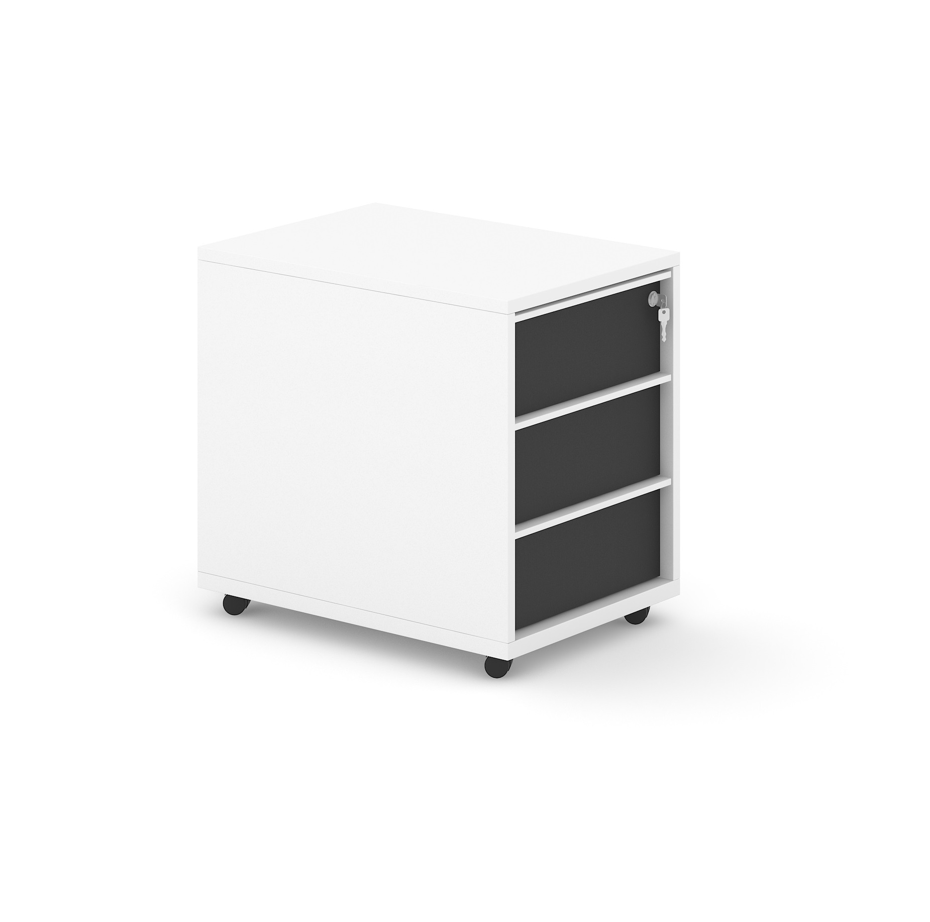 Nova White/Dark Grey Pedestal Drawers & Central Locking