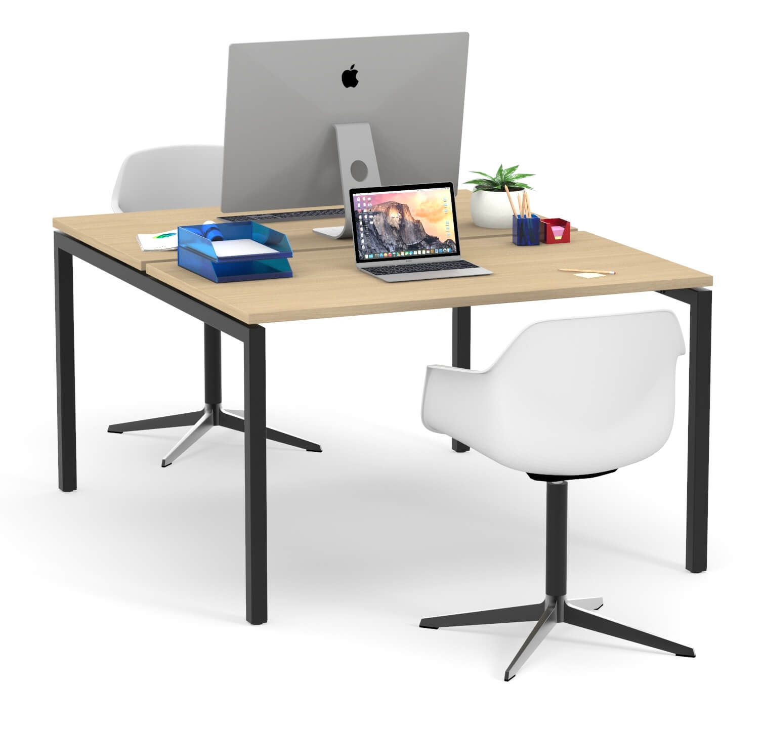 Nova U 62.9" Metal Frame Office 2-Desk Bench