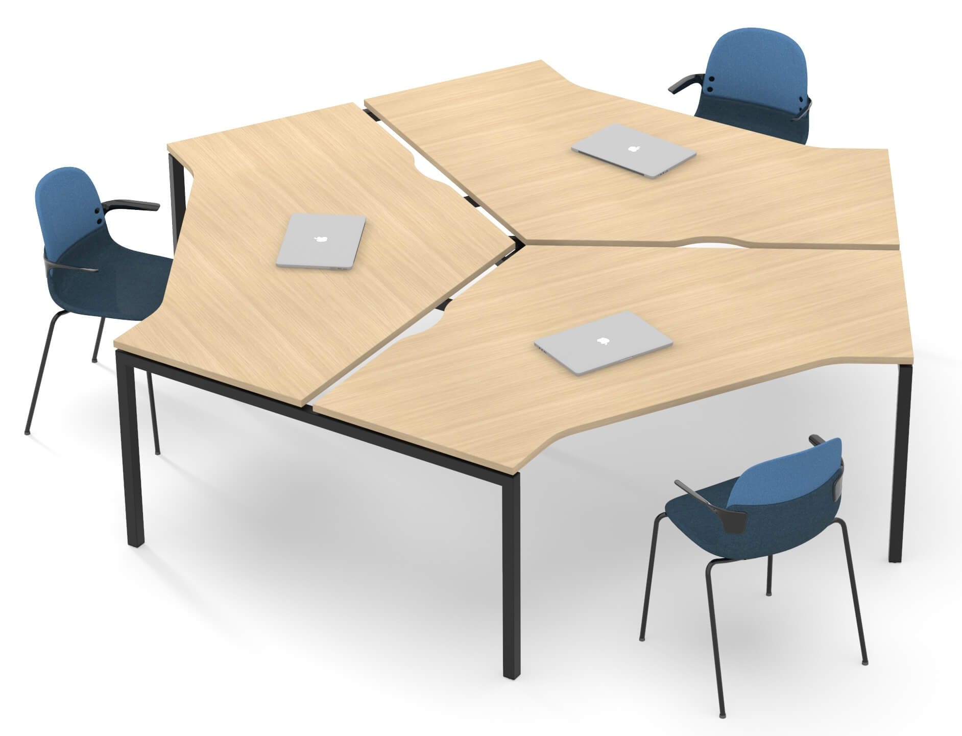 Nova U Office 3-Desk Bench w/Metal Frame