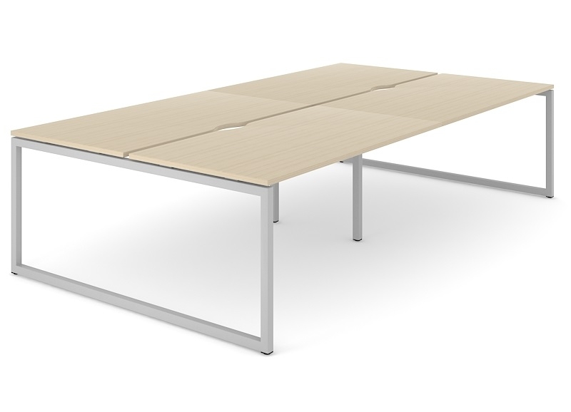 Bench of 4 tables with cutouts for wires