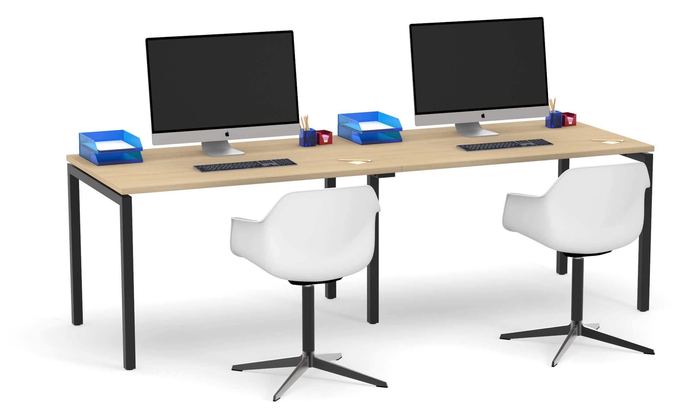 NARBUTAS Nova U 94.4" Single Row 2-Desk Bench