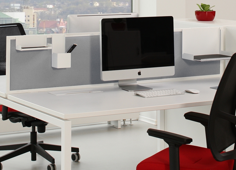 Nova 62.9" Fabric Desk Screen w/Metal Frame for 2-Desk Bench (w/Metal Fittings)
