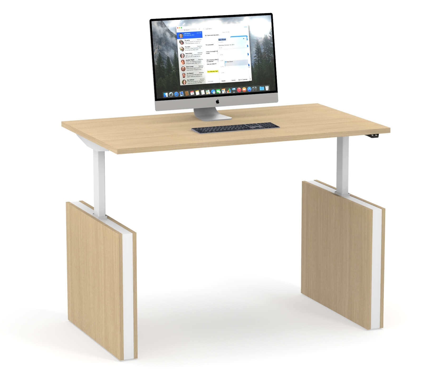 Motion 55.1" Electric Adjustable Office Desk w/2 Level Columns and Panel Legs