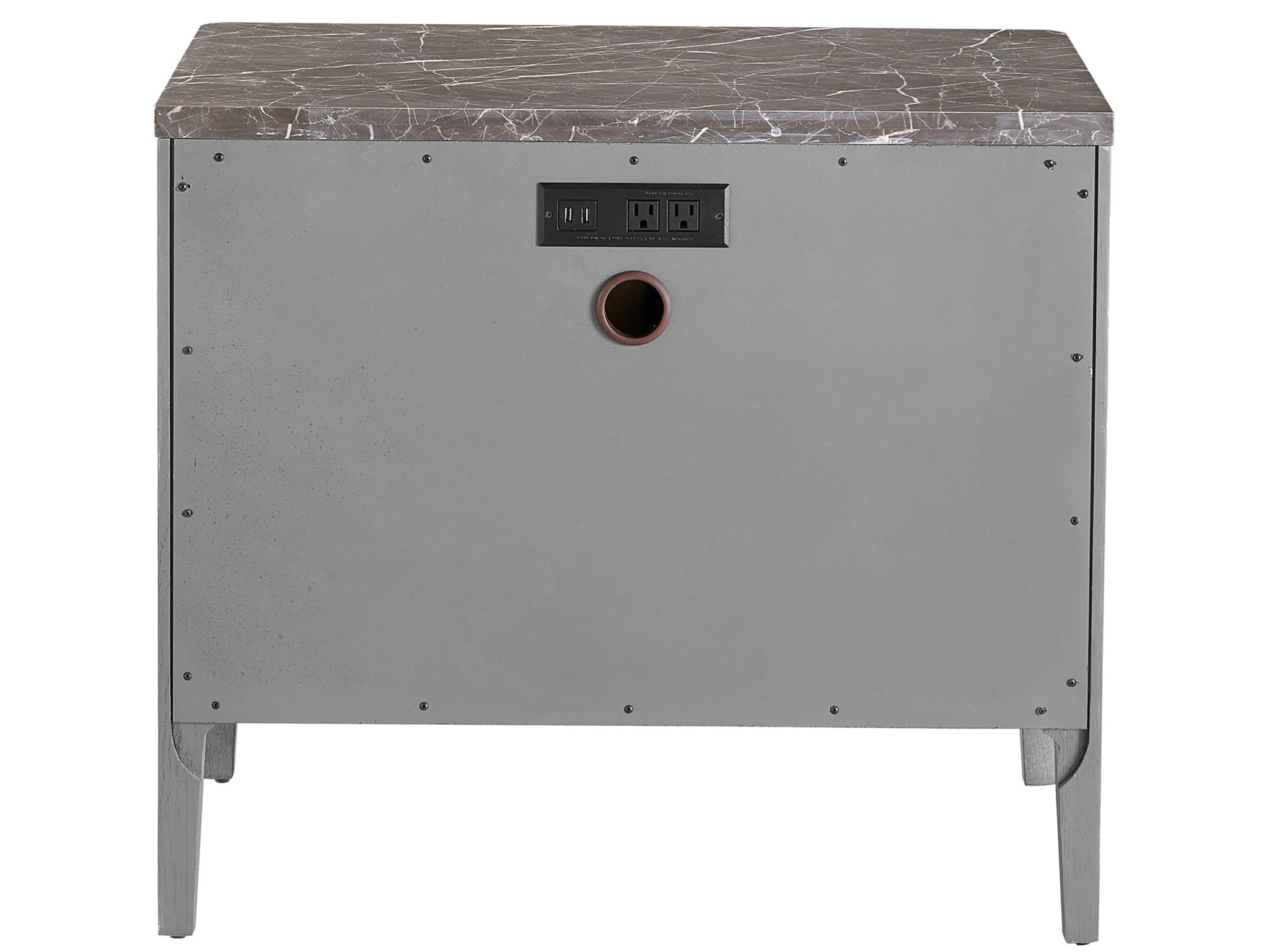 Wood Stone Top Nightstand w/2 Drawers