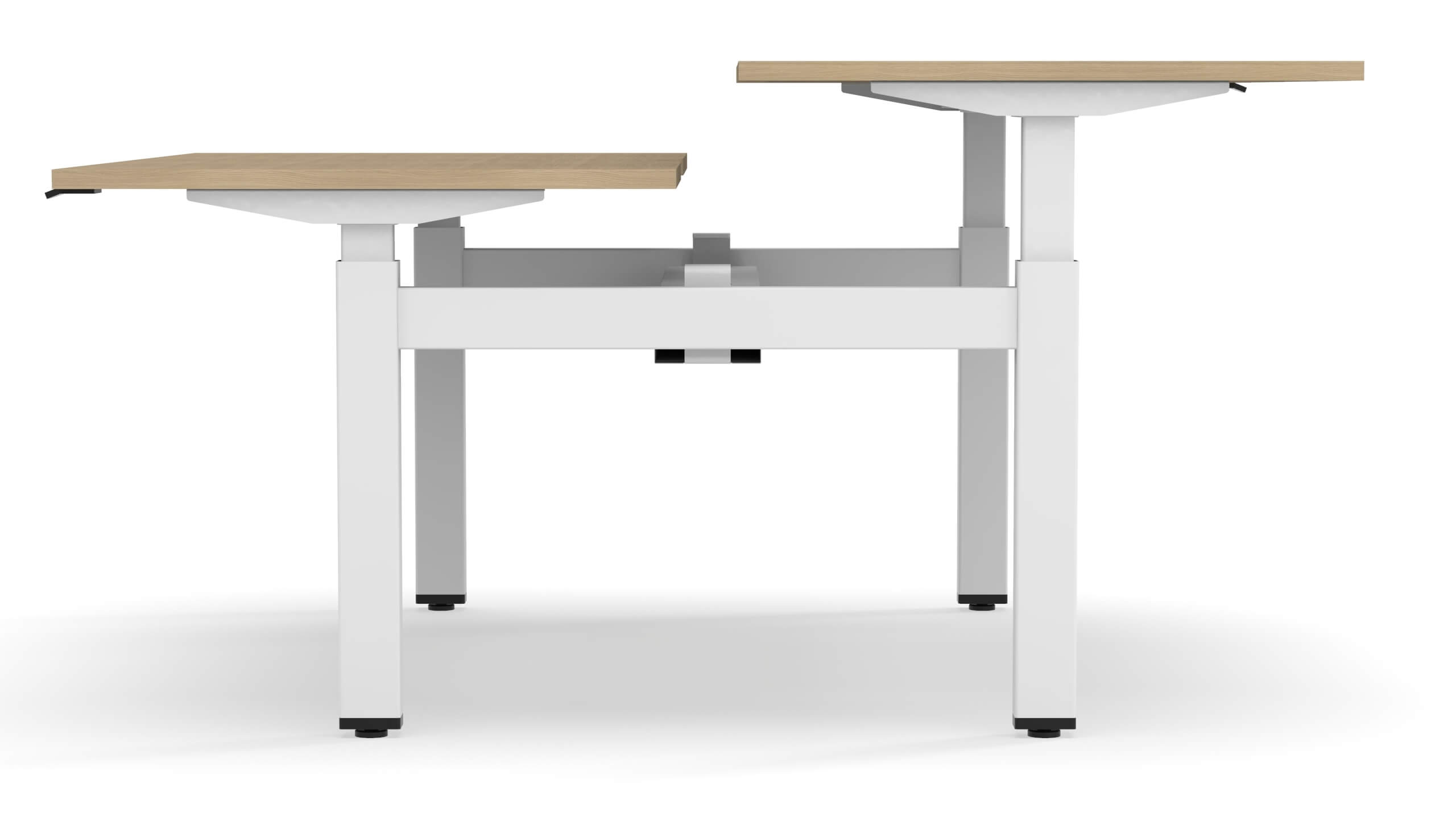 Motion 70.8" Electric Adjustable Office 2-Desk Bench w/2 Level Columns & Metal Legs