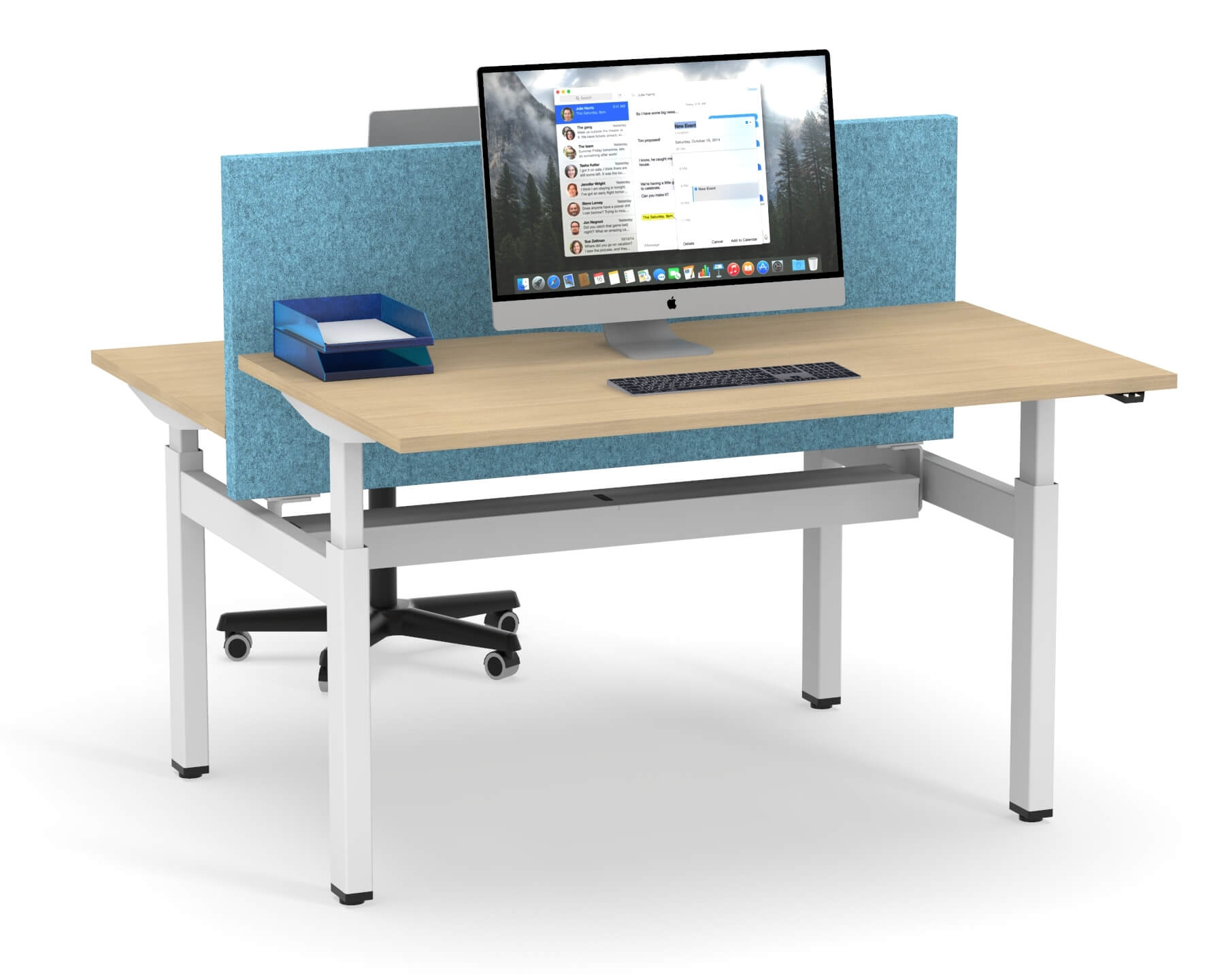  Electric 2 Columns Adj 2-Desk Bench 
