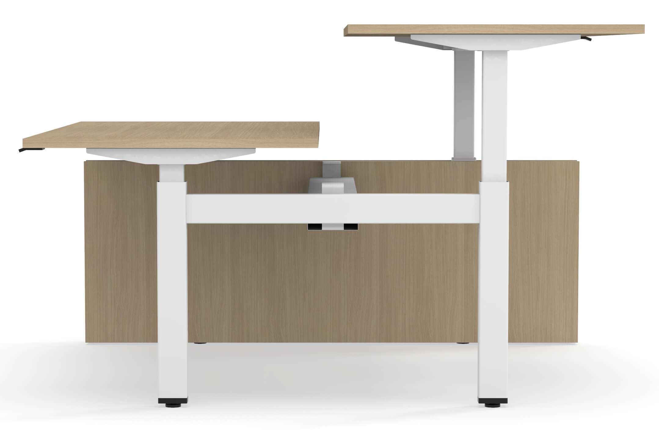 Motion 70.8" Electric 2 Columns Adjustable Office 2-Desk Bench w/One Open Metal Leg