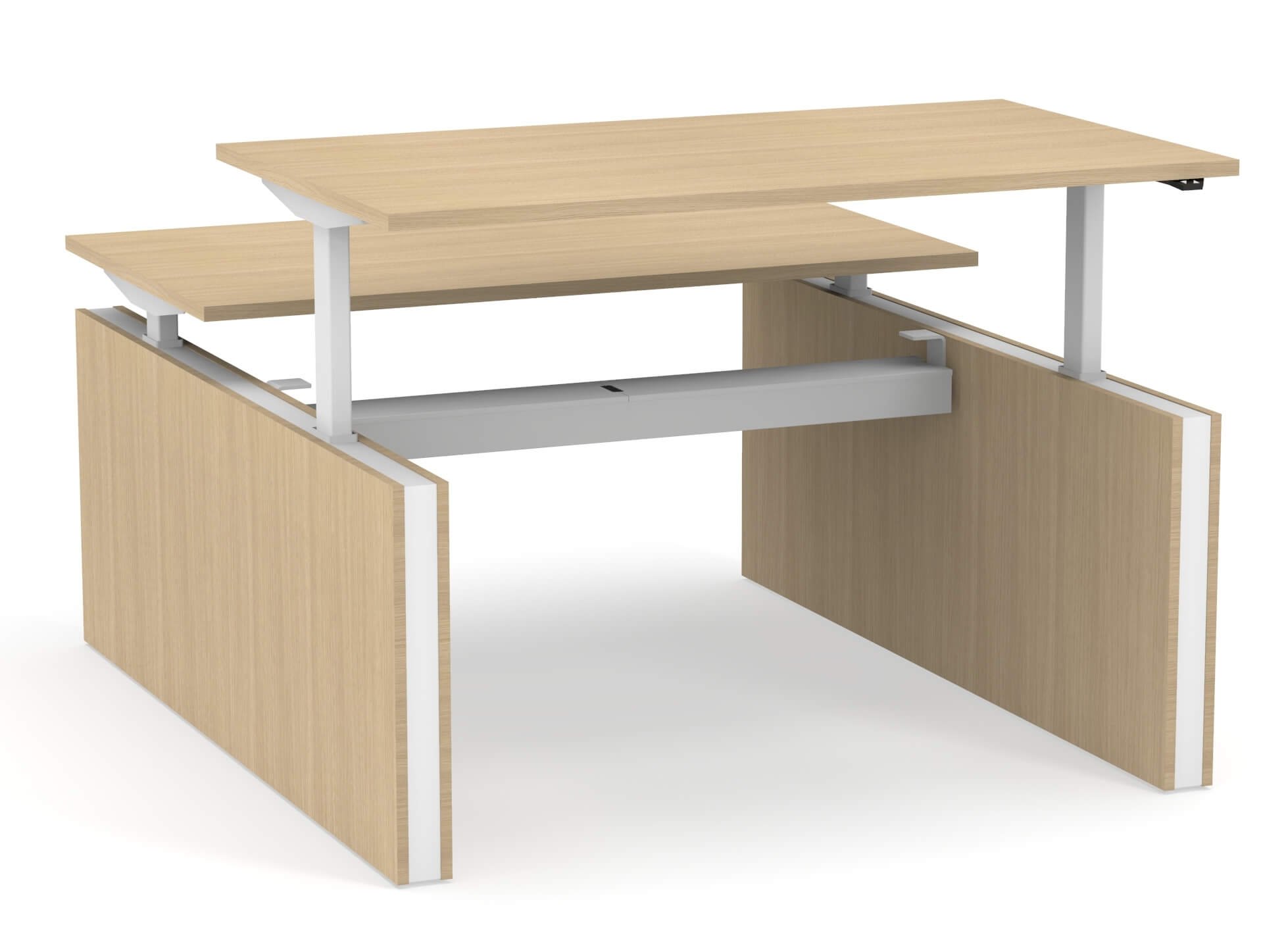 MOTION ELECTRIC SIT-STAND 2 BENCH DESK w/ PANEL LEGS
