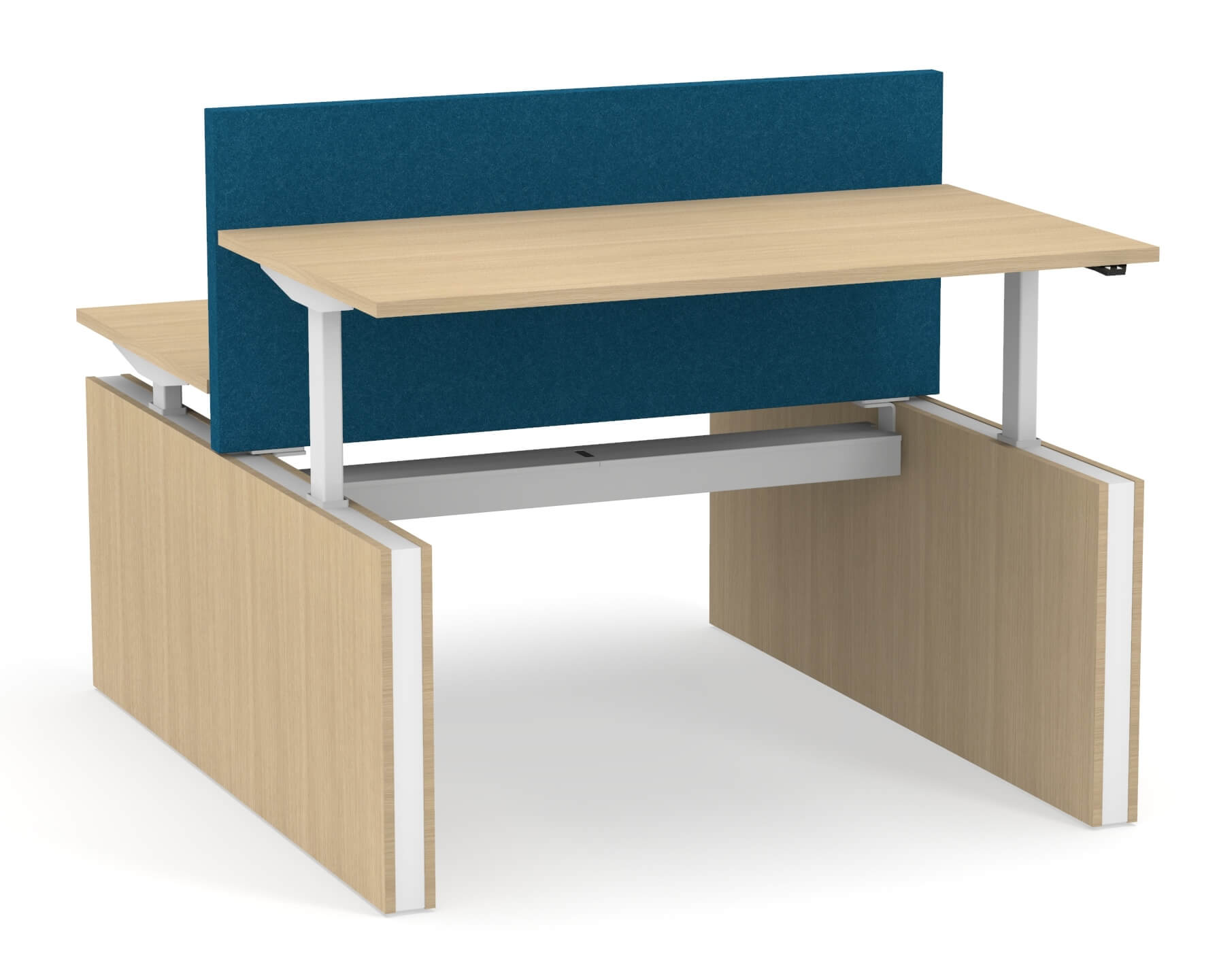Motion 55.1" Electric 3 Columns Adjustable Office 2-Desk Bench w/Panel Legs