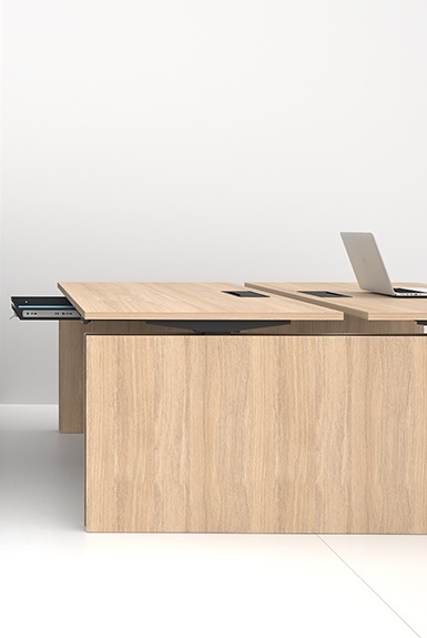 Motion 62.9" Electric 3 Columns Adjustable Office 2-Desk Bench w/Panel Legs