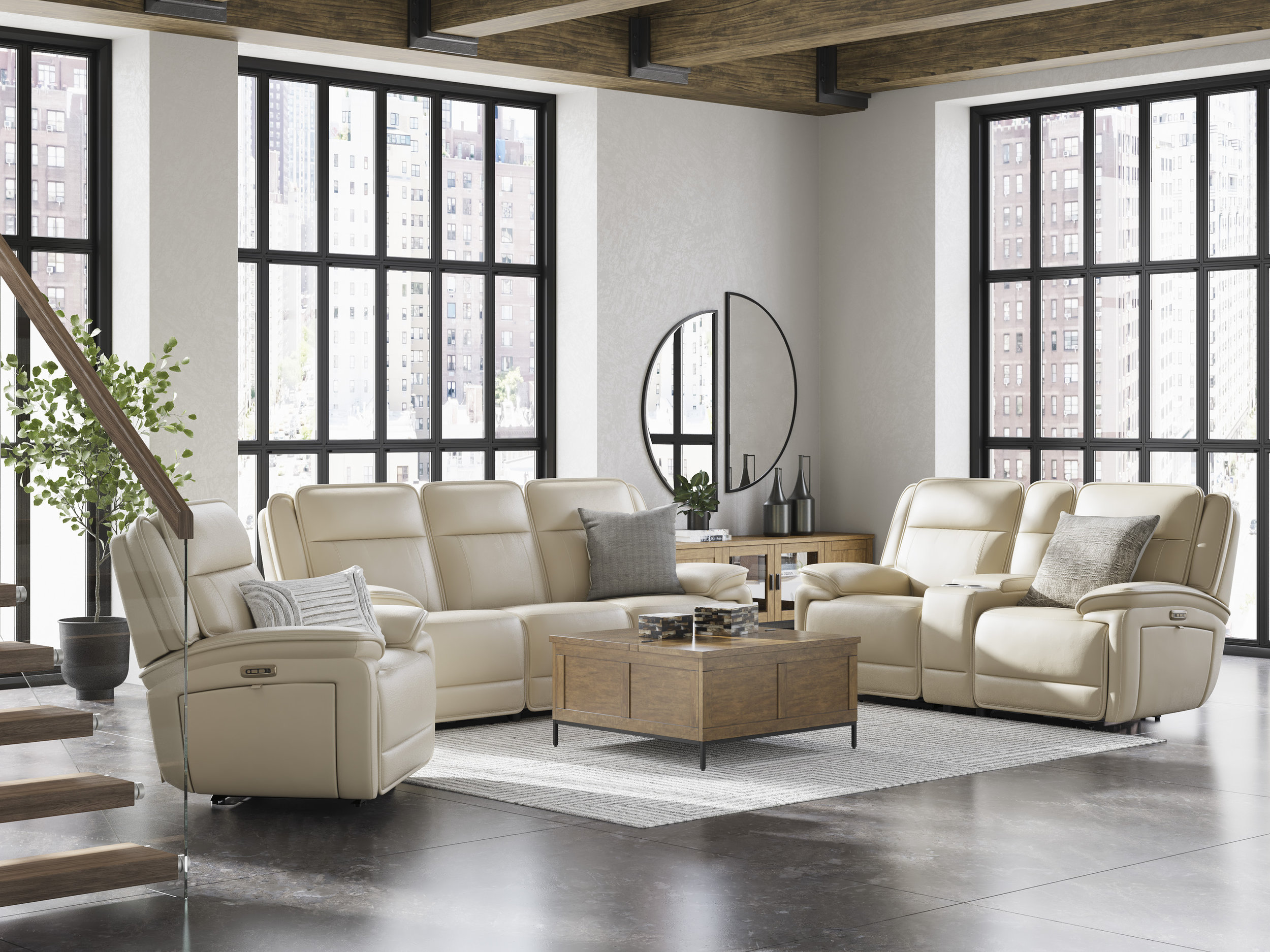 Double Deal 3-Piece Leather Modular Power Reclining Sofa