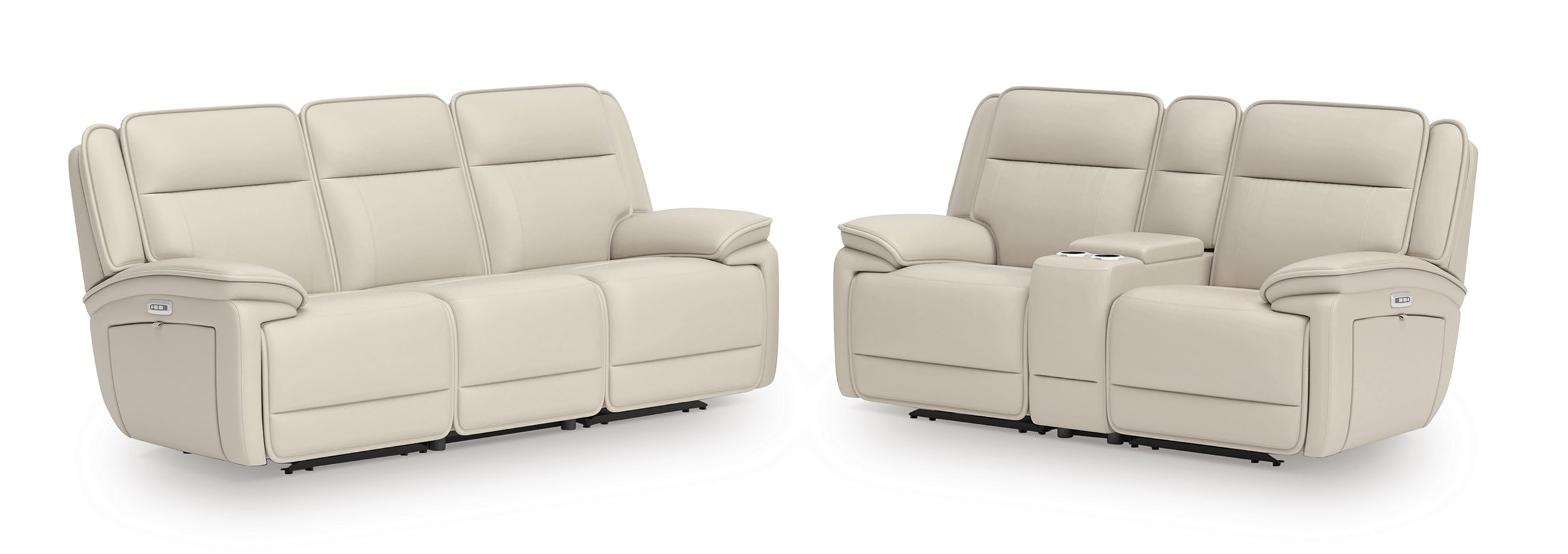Double Deal Leather Modular Power Reclining Living Room Set