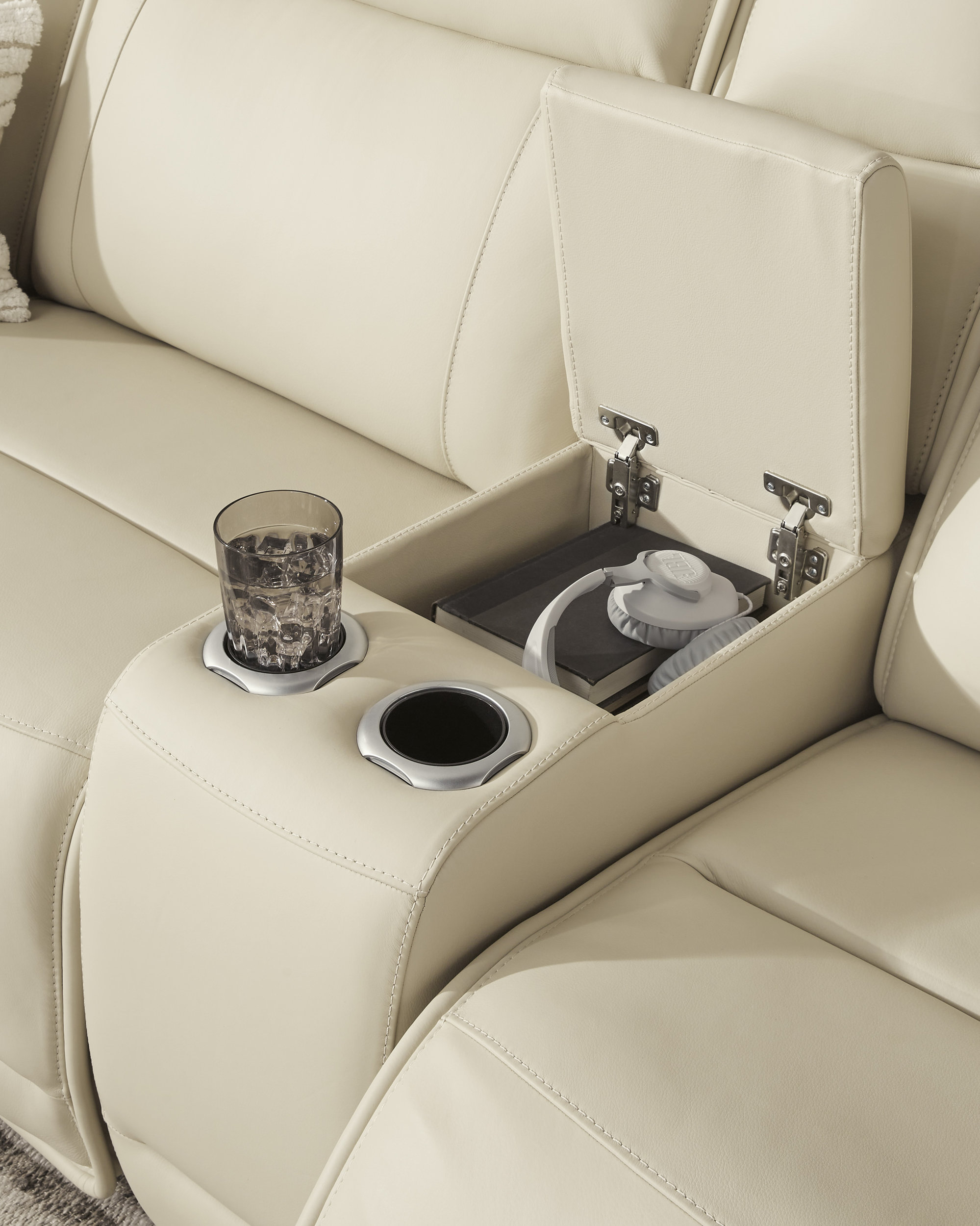 Double Deal 3-Piece Leather Modular Power Reclining Loveseat w/Console