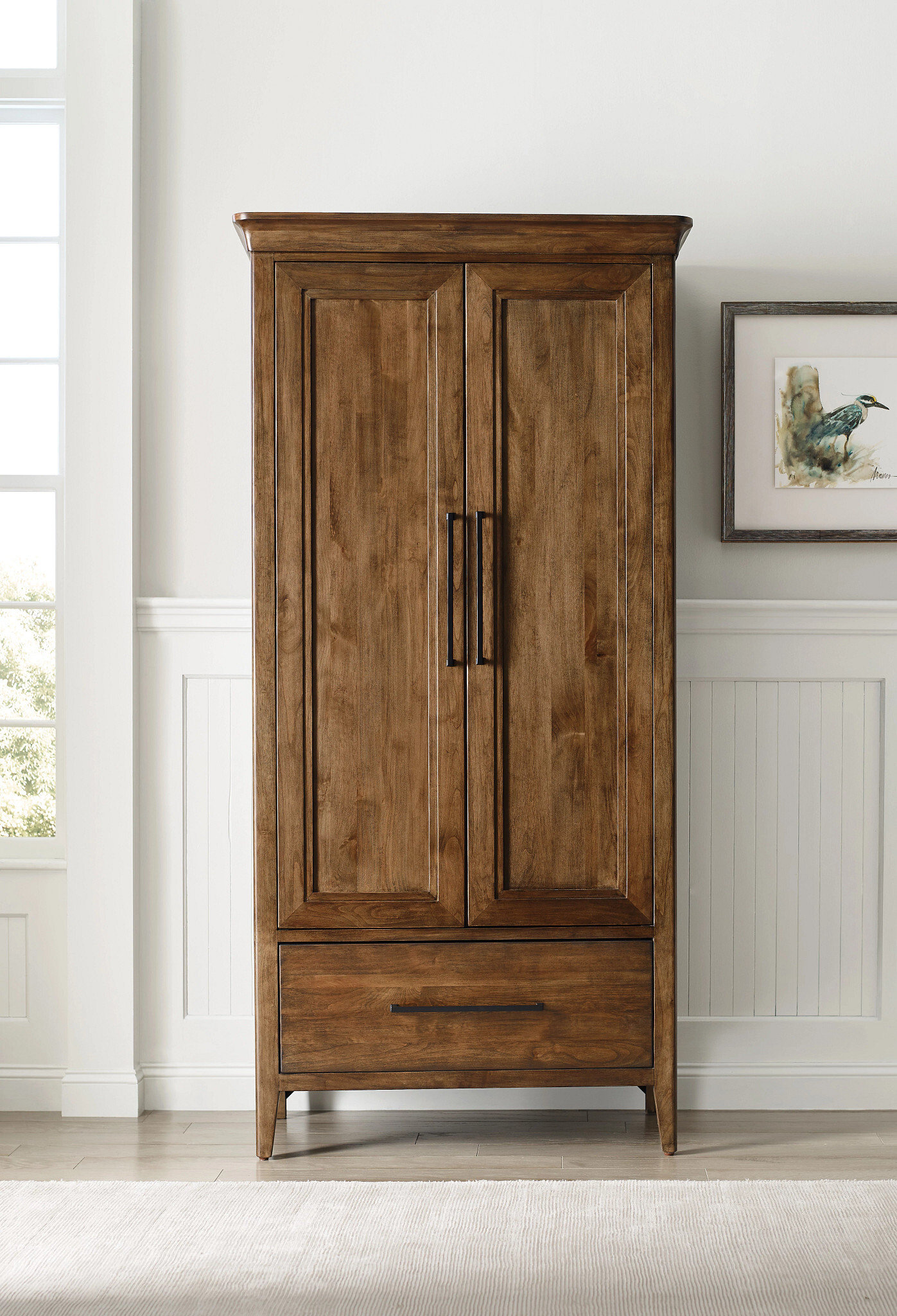Abode Kingsley Narrow Wood Armoire w/2 Doors & Drawer