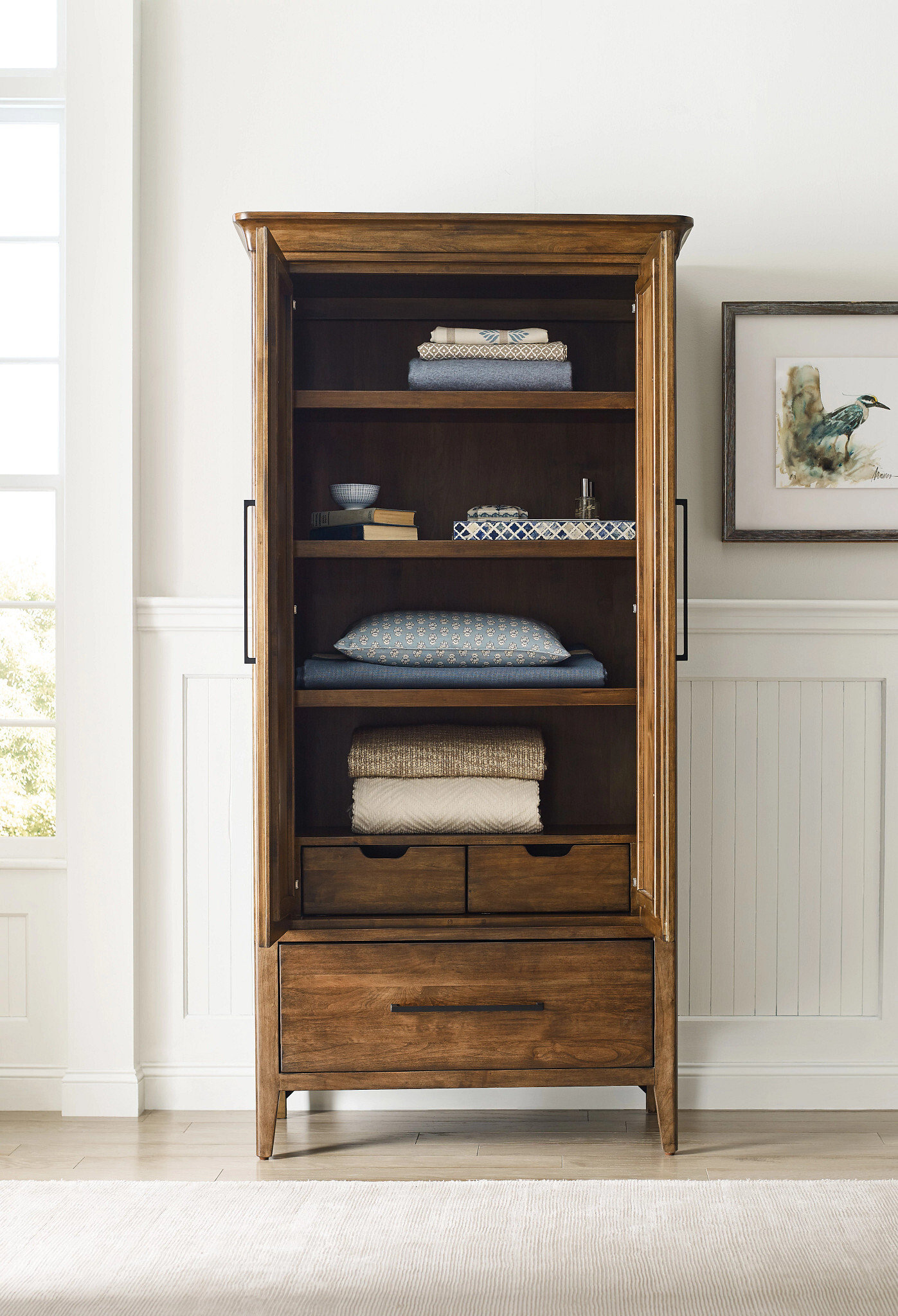 Abode Kingsley Narrow Wood Armoire w/2 Doors & Drawer