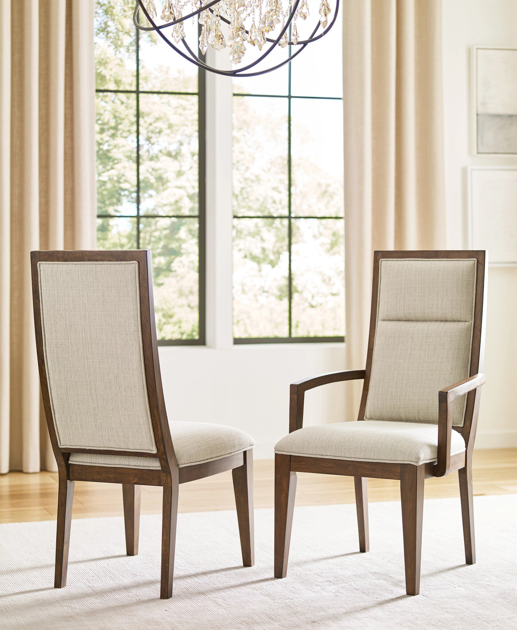 Abode Doyle Wood/Fabric Upholstered Arm Chair