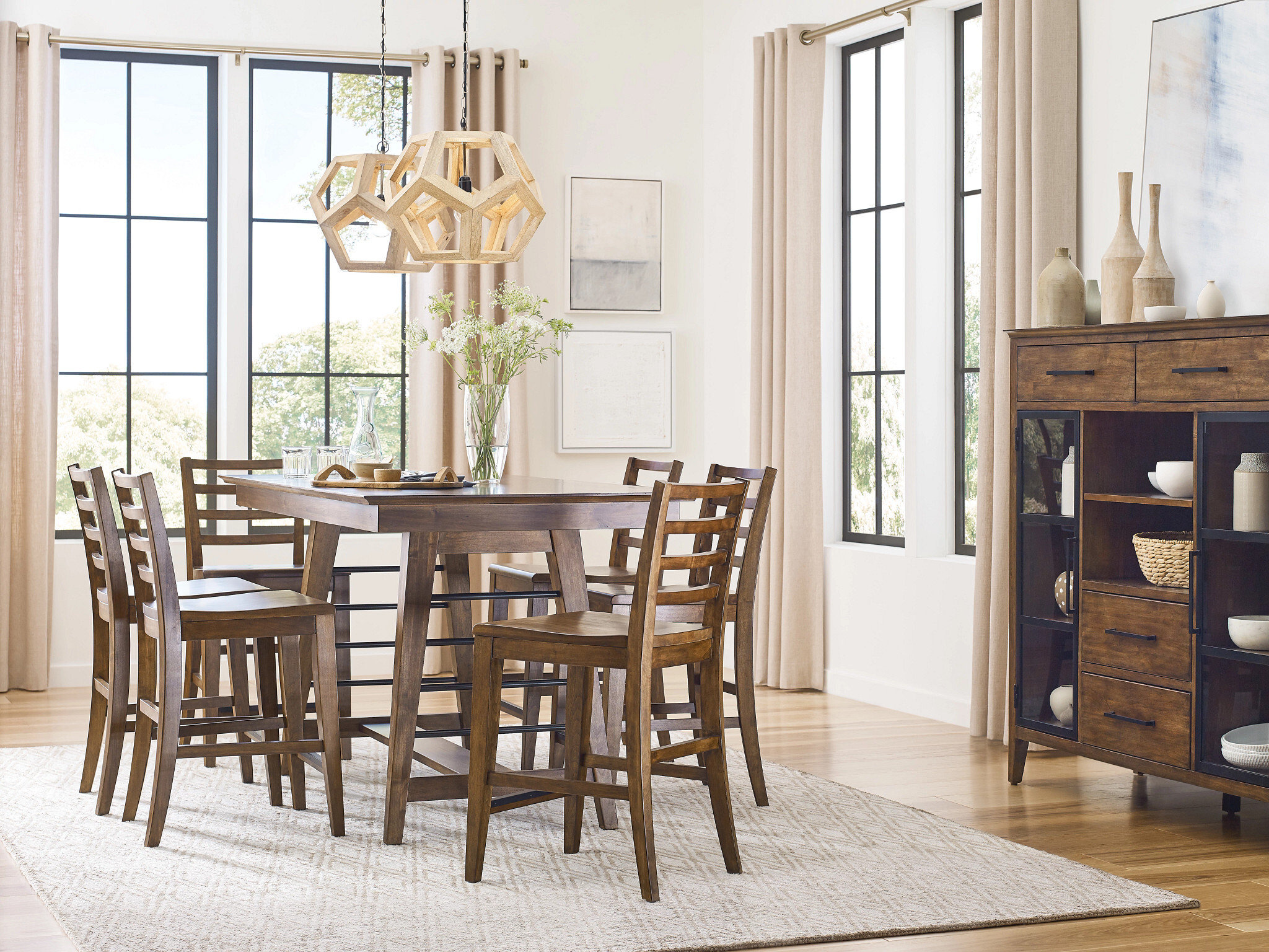 Abode Zane Rectangular Wood Counter Height Trestle Table