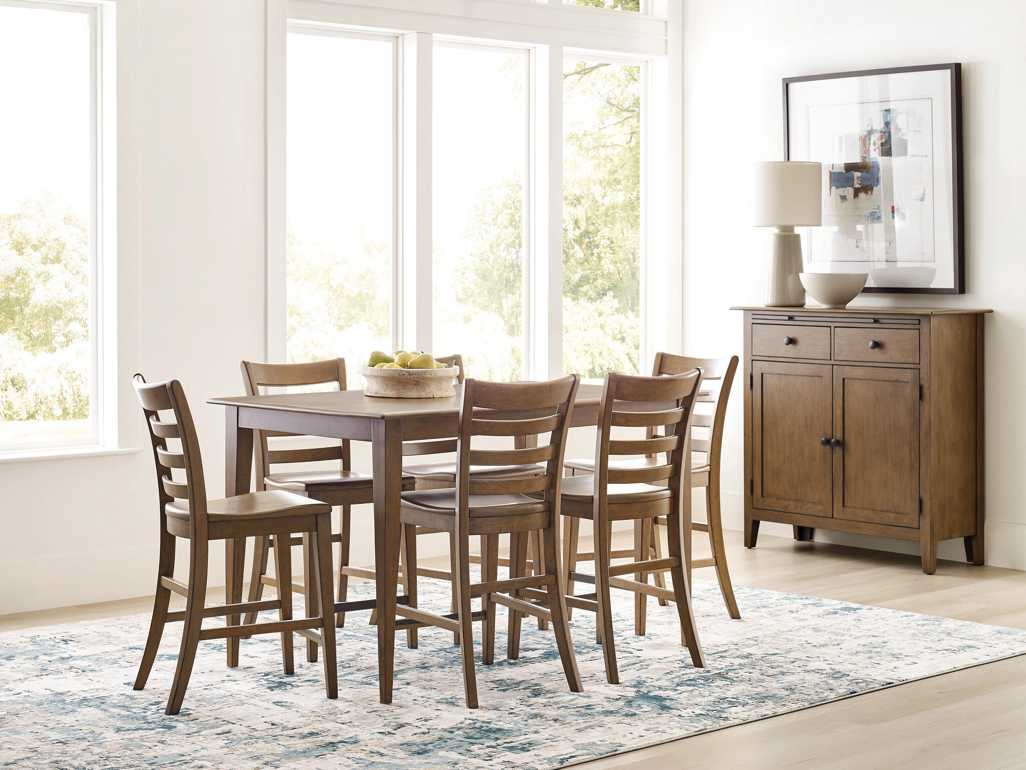 Kafe W60-inch Rectangular Wood Counter Height Table