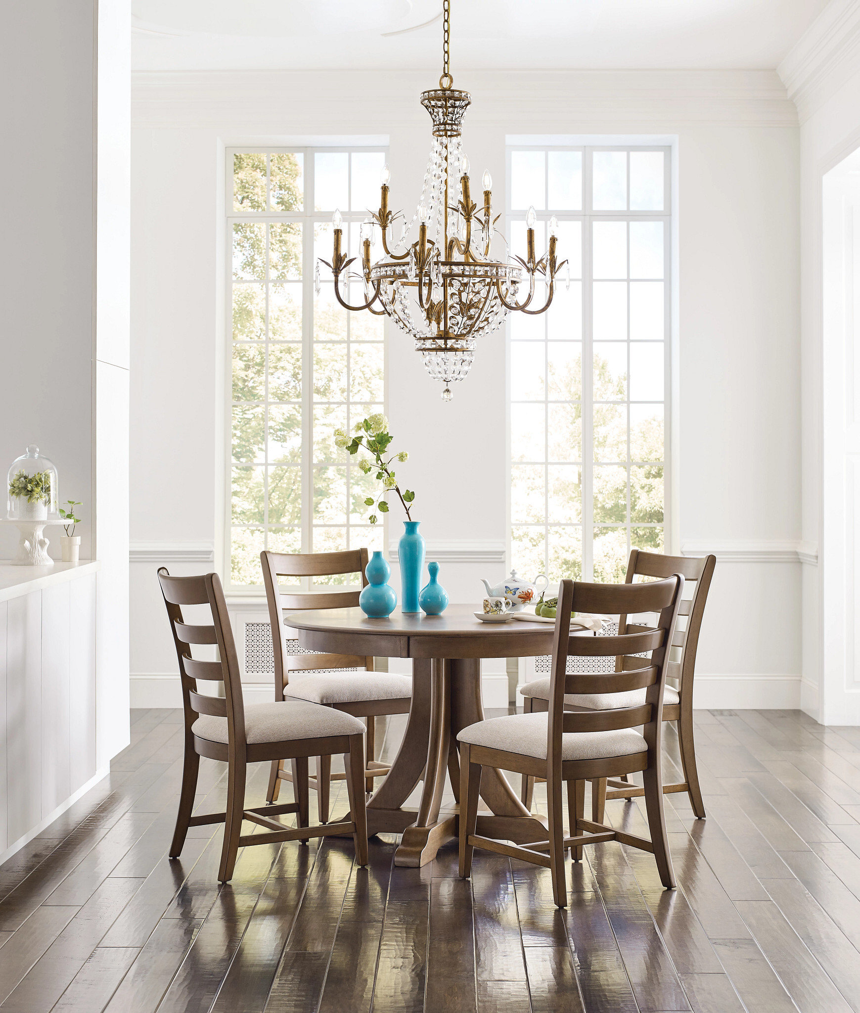 Kafe W44-inch Round Wood Quad Table
