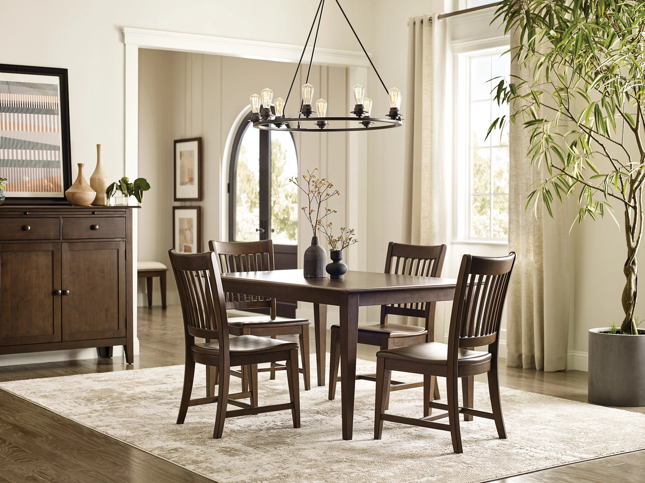 Kafe W60-inch Rectangular Wood Leg Table