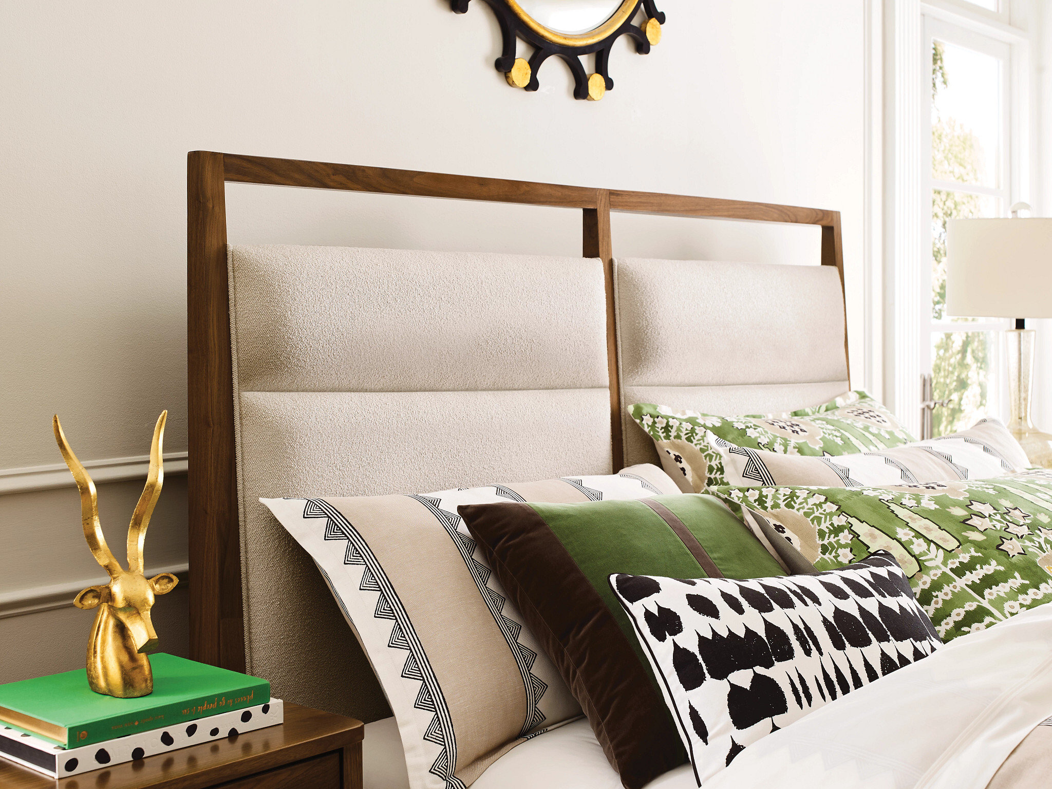 Abode Karis Wood/Fabric Upholstered Bed