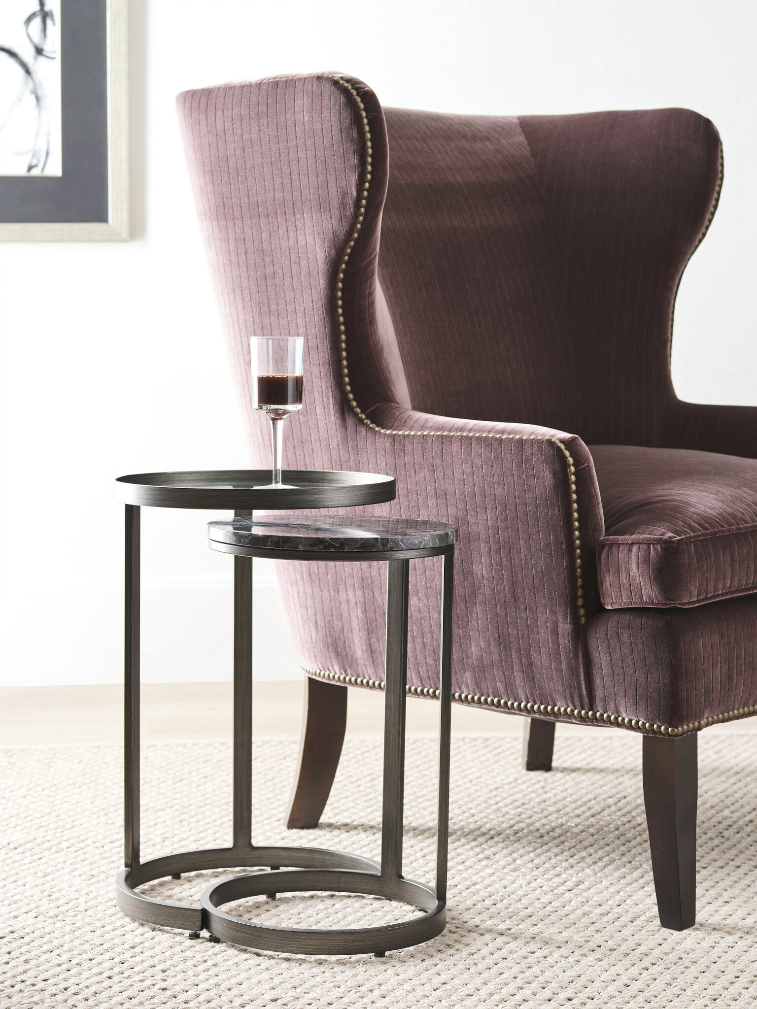 Contemporary Nesting End Tables with Metal Bases