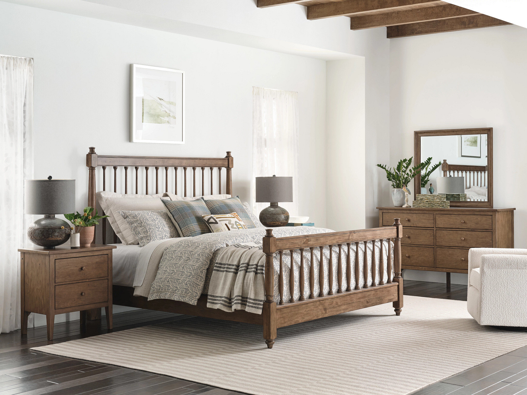 Arbor Spindle Wood Panel Bed