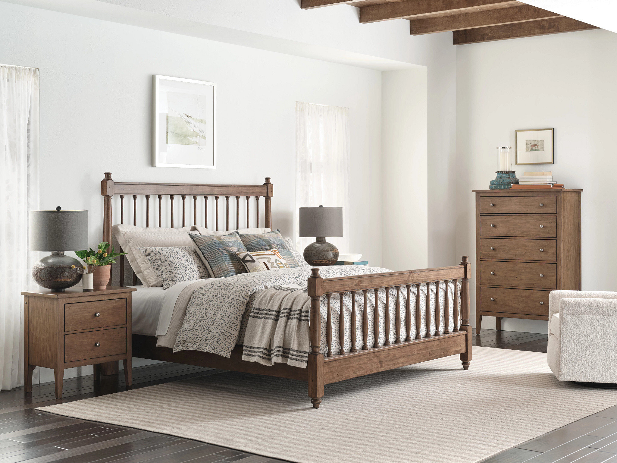 Arbor Spindle Wood Panel Bed