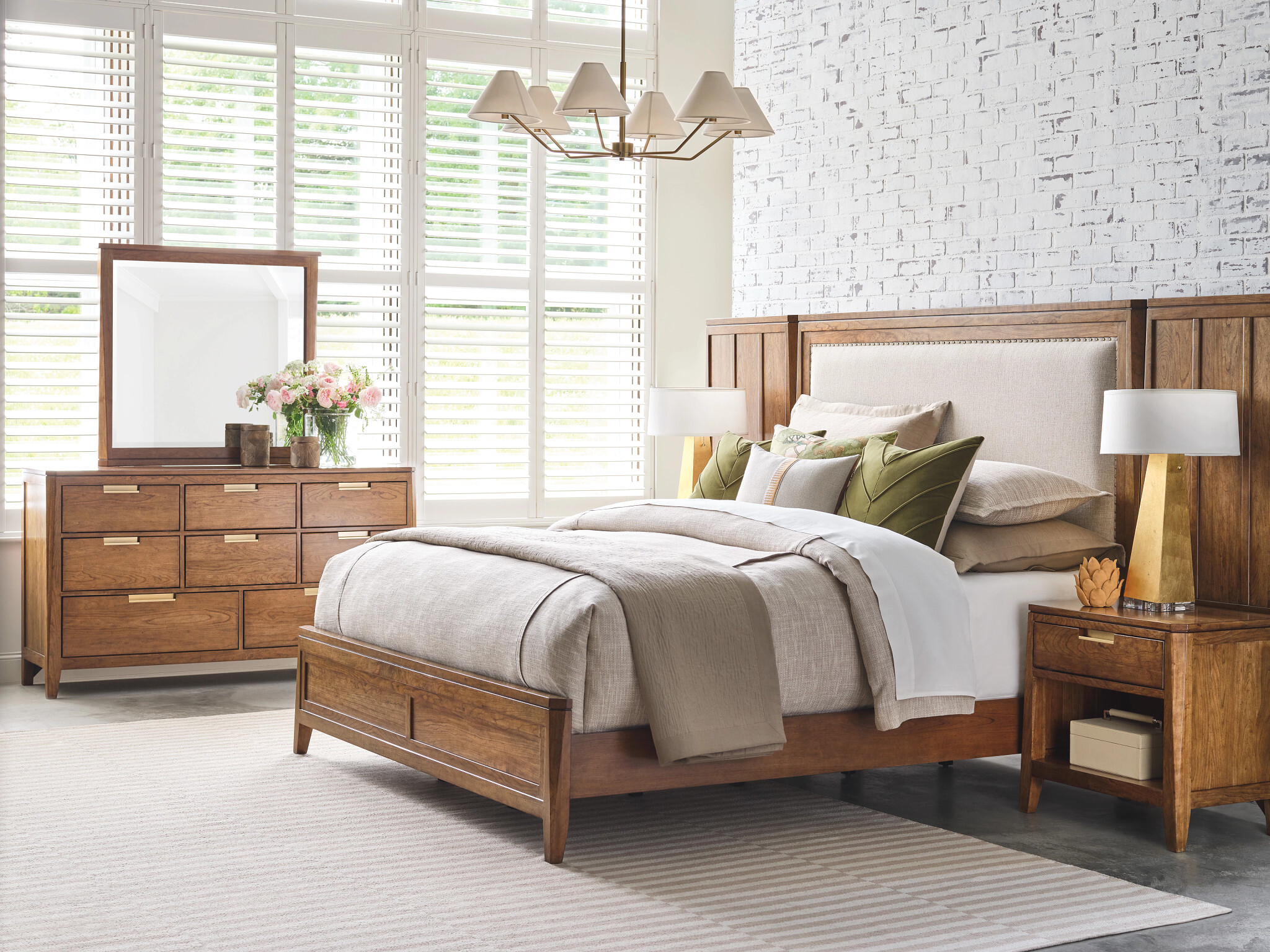 Aspire Affinity Fabric/Wood Upholstered Panel Bedroom Set