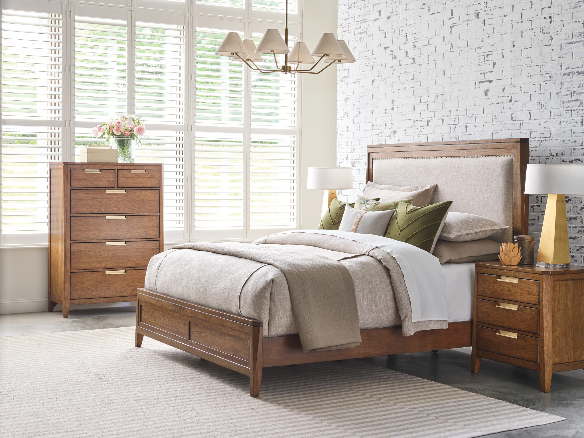 Aspire Affinity Fabric/Wood Upholstered Panel Bedroom Set