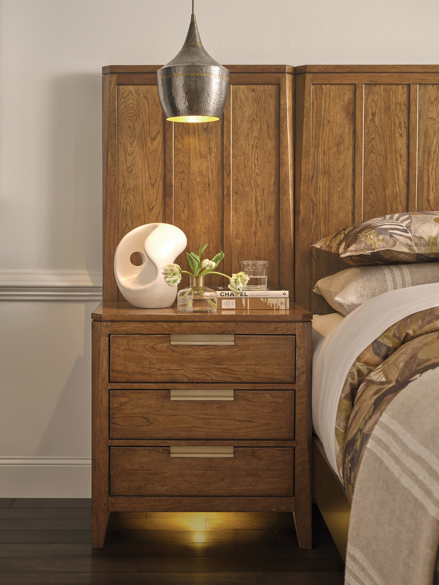 Aspire Profile Wood Nightstand w/3 Drawers