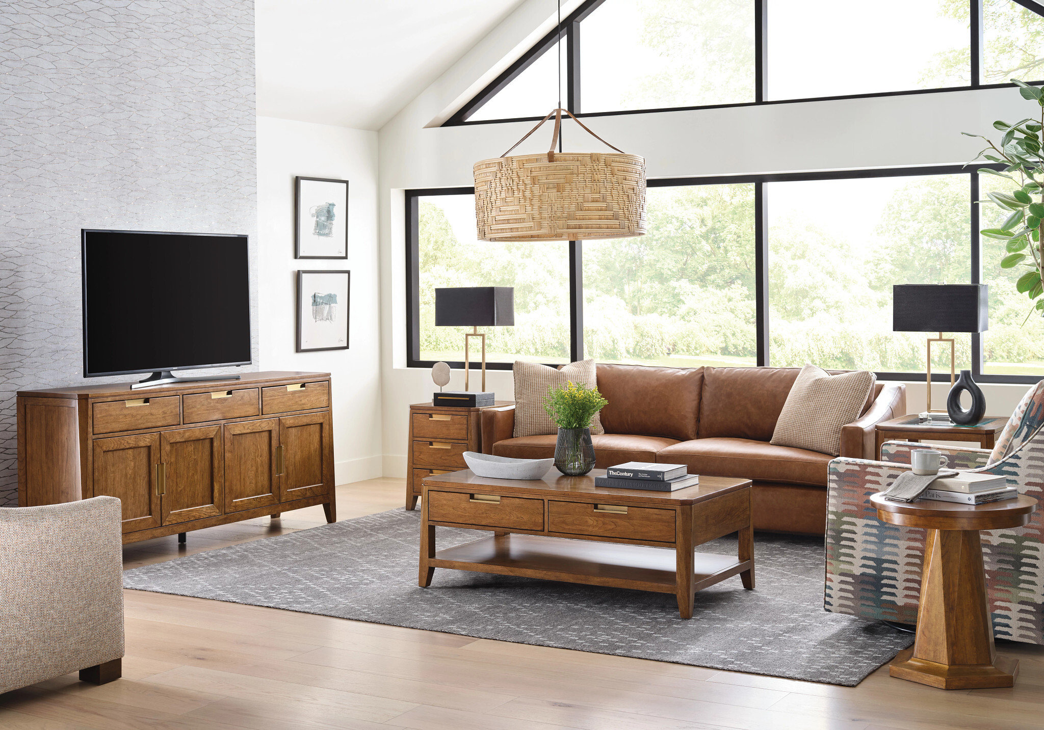 Aspire Profile Rectangular Wood Coffee Table w/2 Drawers