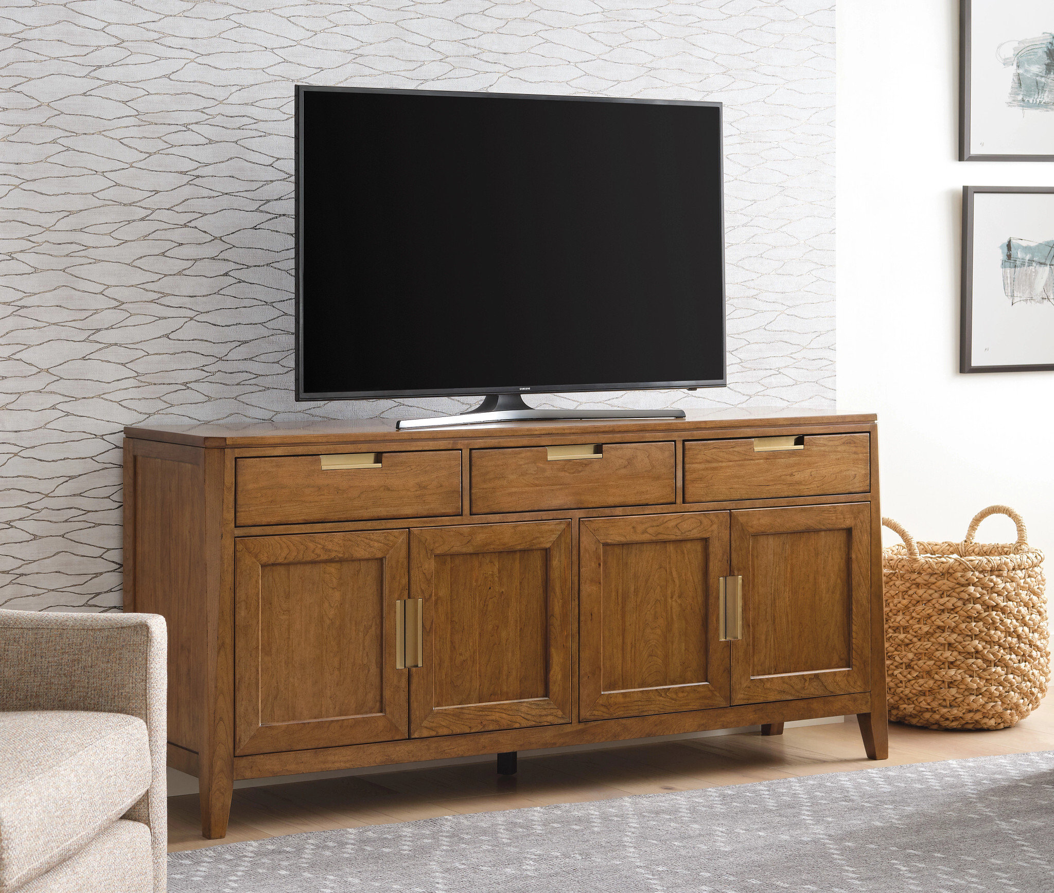 Aspire Strata Wood Entertainment Center w/3 Drawers & 4 Doors