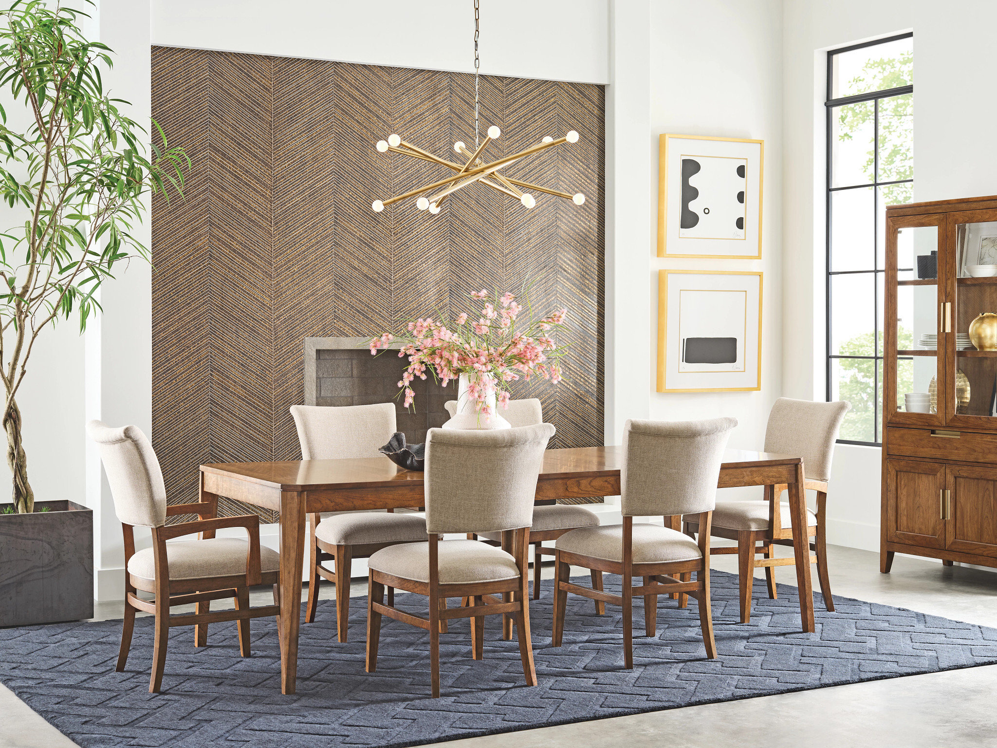 Aspire Contour Fabric/Wood Upholstered Arm Chair