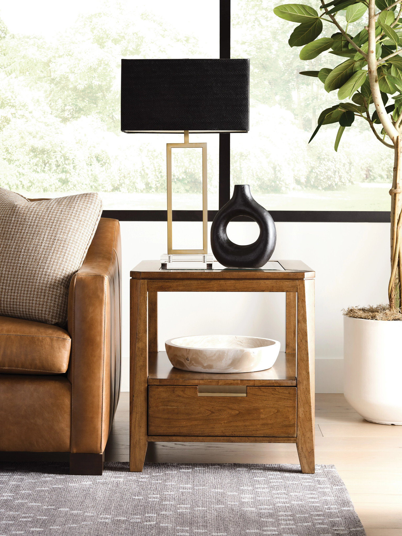 Aspire Clarity Rectangular Wood/Glass End Table w/Drawer