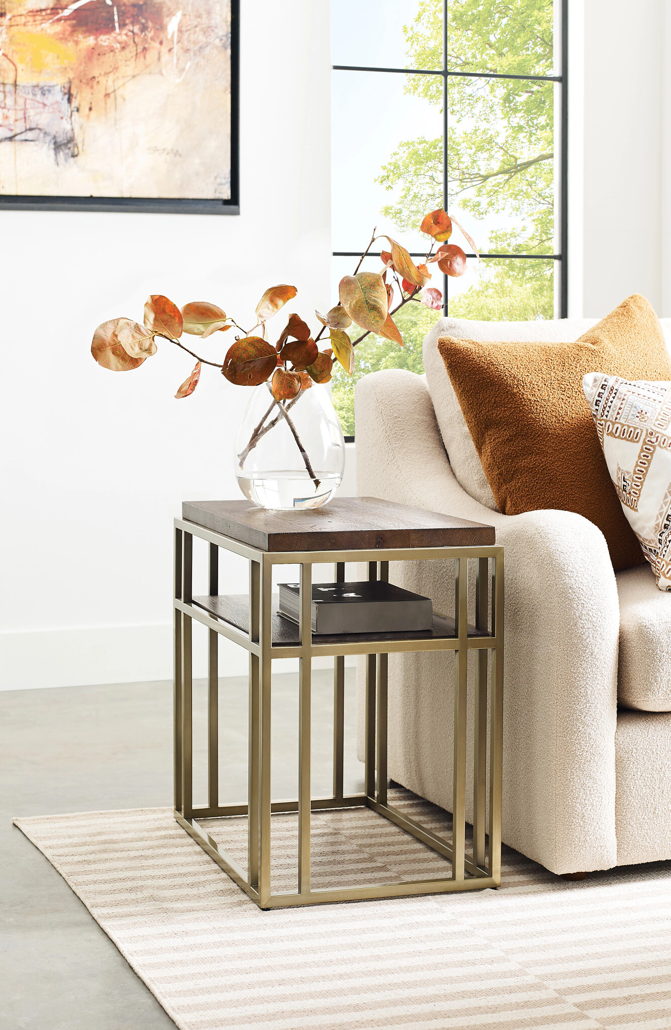 Brighton Acquisitions Square Wood/Metal Coffee Table Set