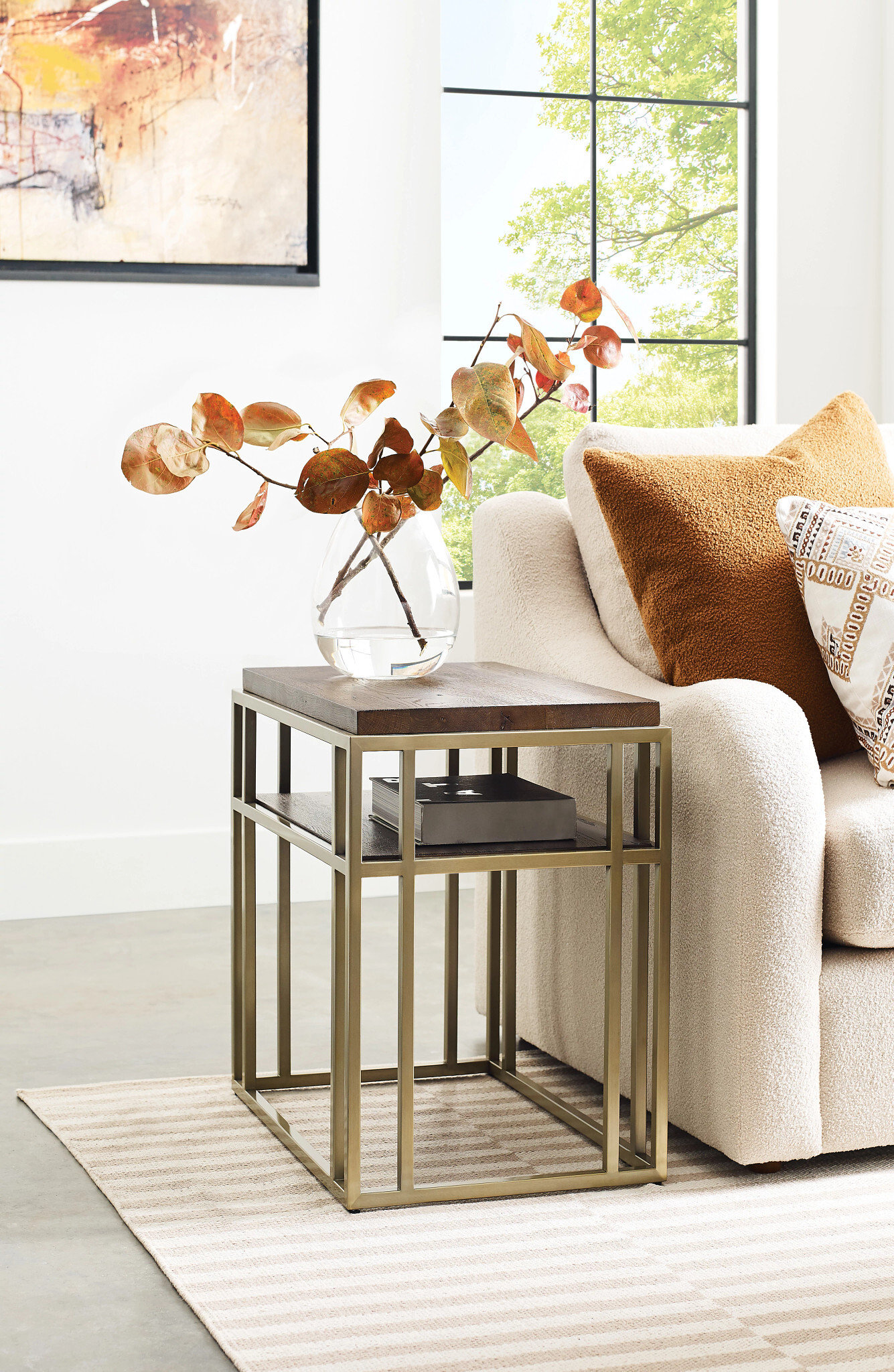 Brighton Acquisitions Rectangular Wood/Metal Chairside Table